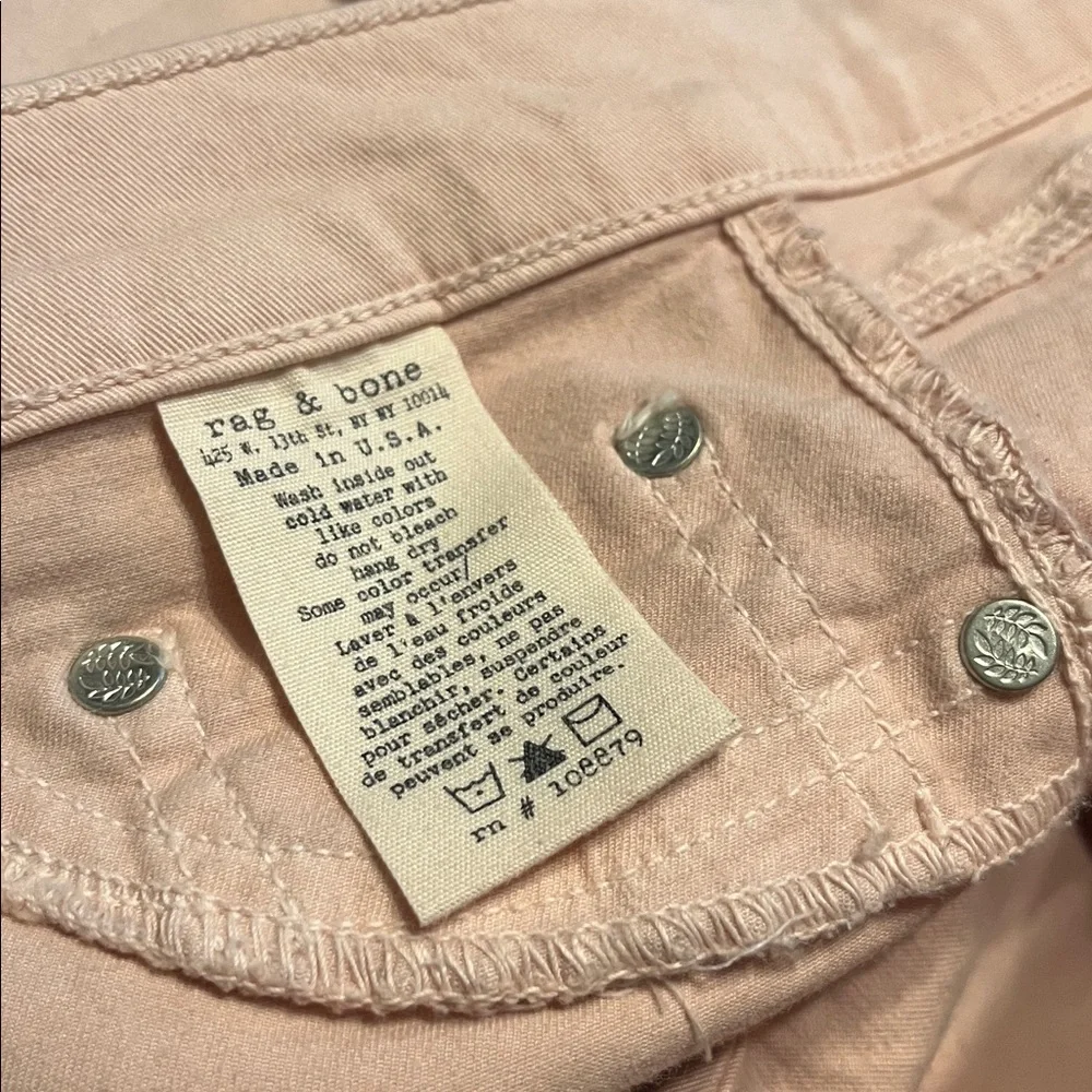 RAG & BONE blush pink zipper Capri jeans size 28 like new